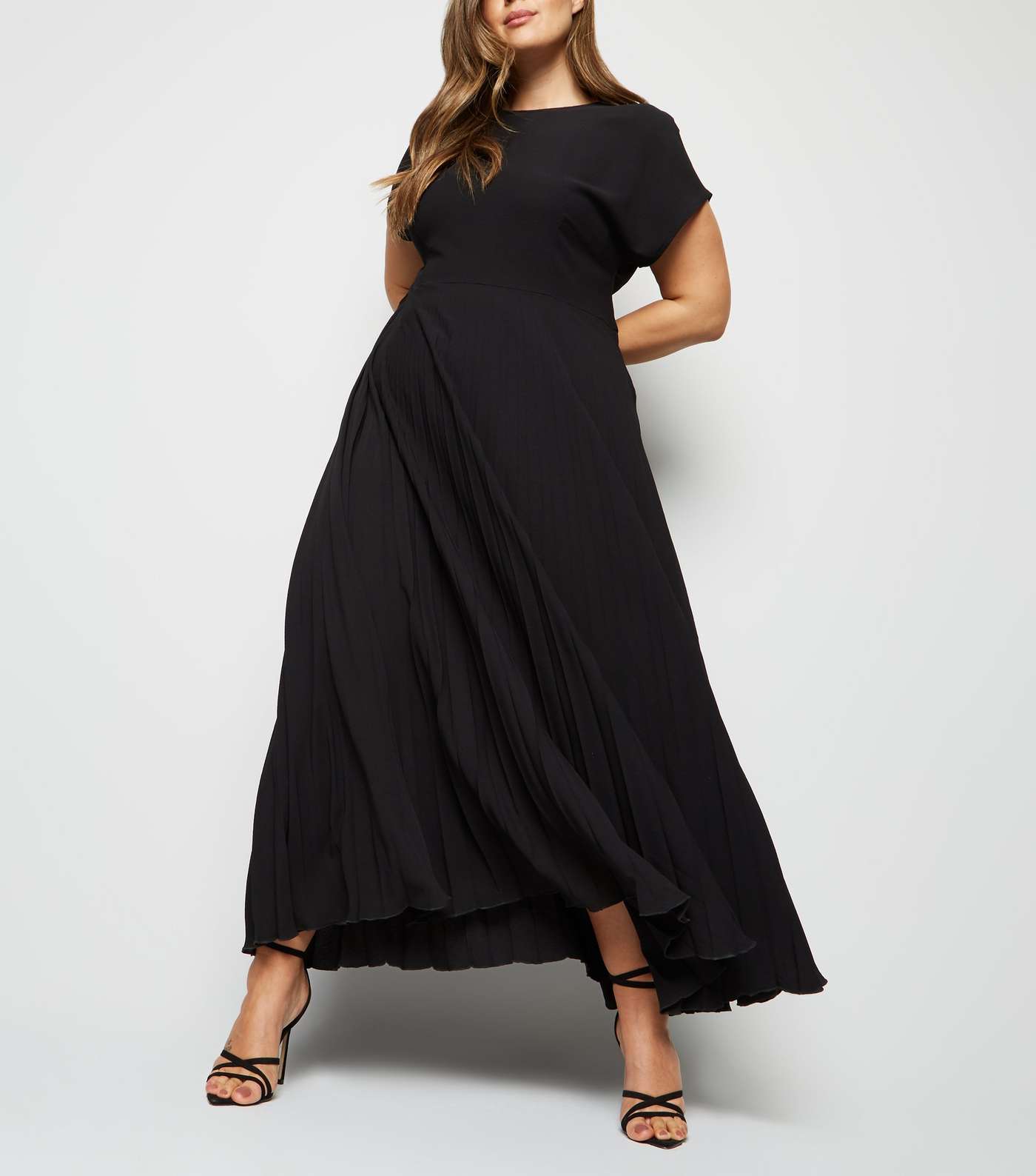 Curves Black Pleated Maxi Dress  Image 5