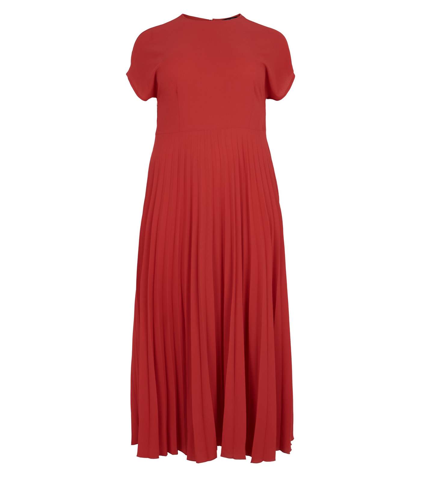 Curves Red Pleated Maxi Dress  Image 4