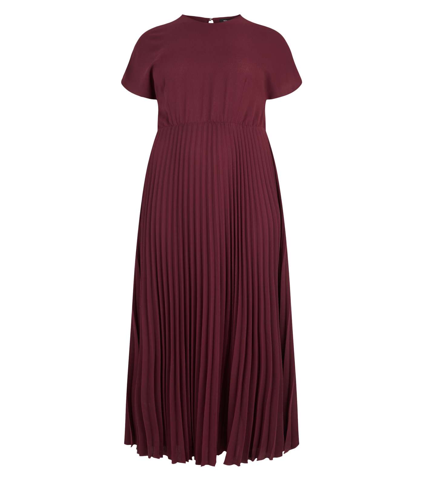 Curves Burgundy Pleated Maxi Dress Image 4