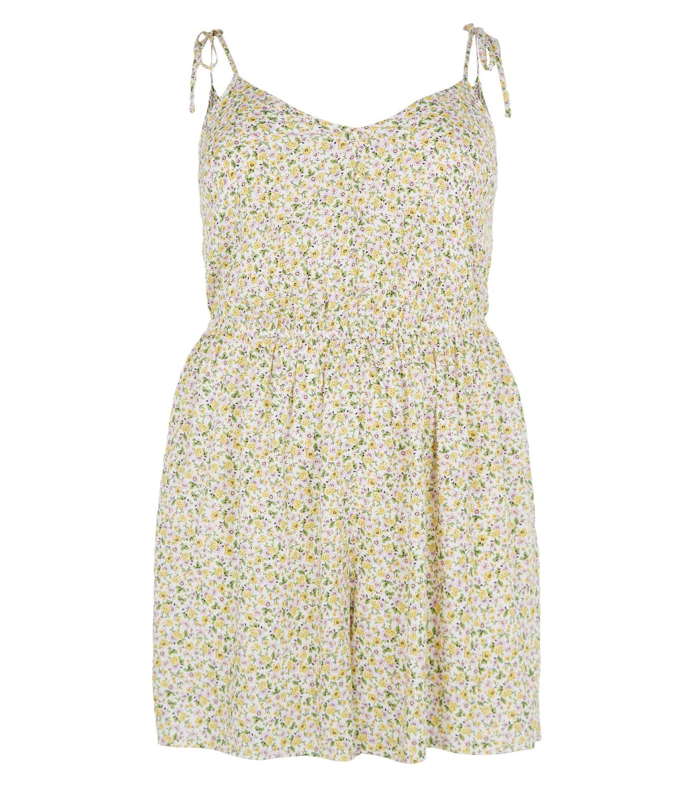 Curves Off White Ditsy Floral Playsuit Image 4