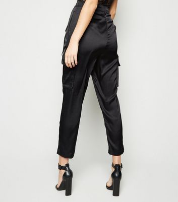 black satin utility trousers