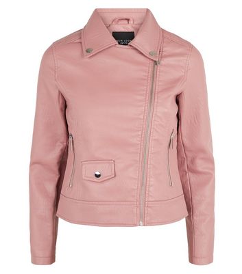 New look pink leather jacket hotsell