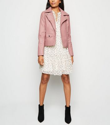 New look pink leather jacket best sale