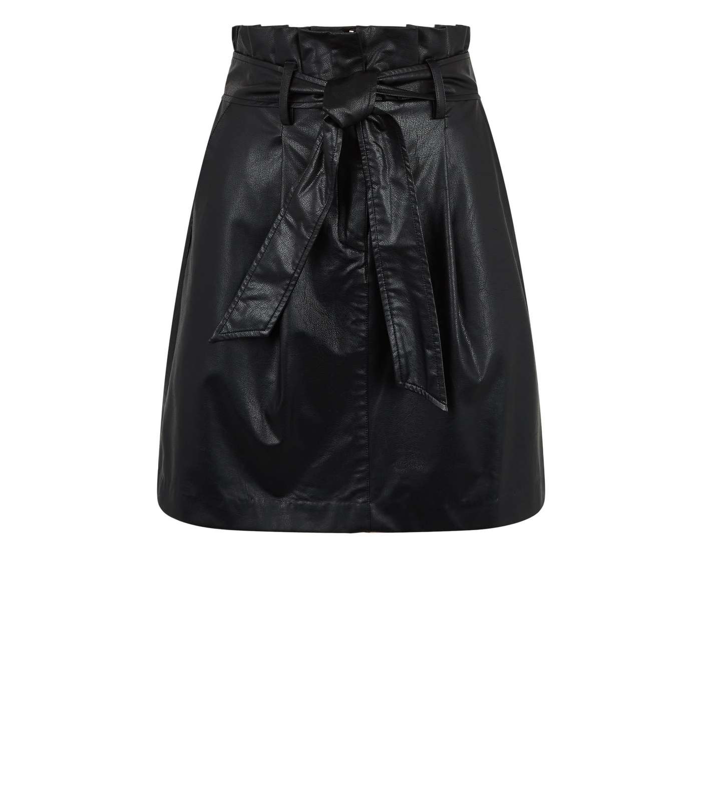 Black Leather-Look High Waist Mini Skirt Image 4