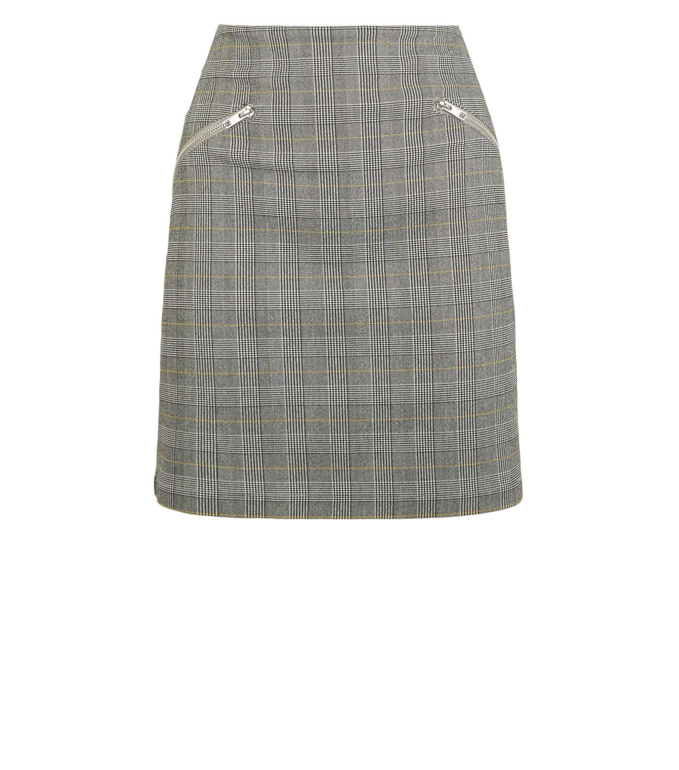 Light Grey Check Zip Mini Skirt Image 4