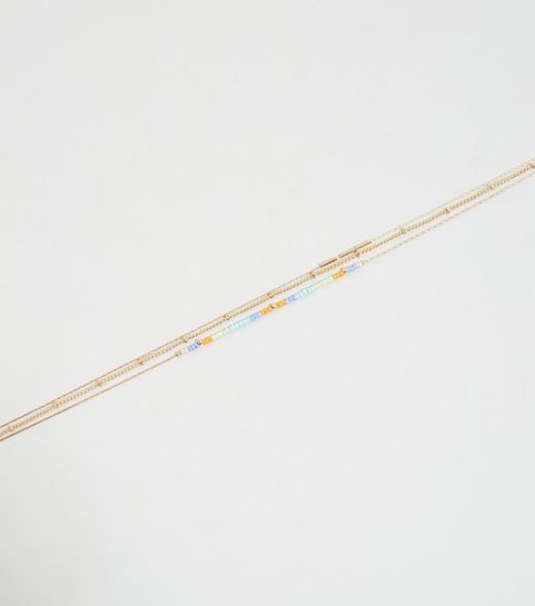Gold Beaded Layered Choker 