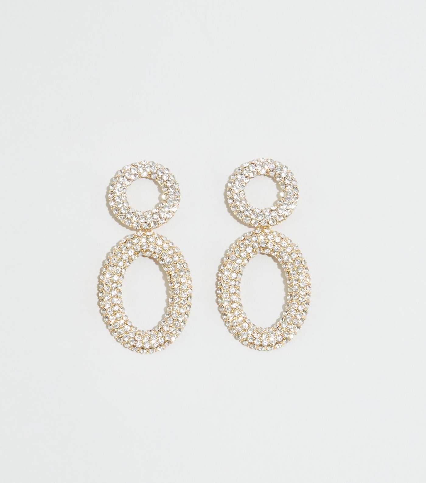 Gold Diamanté Circle Drop Earrings