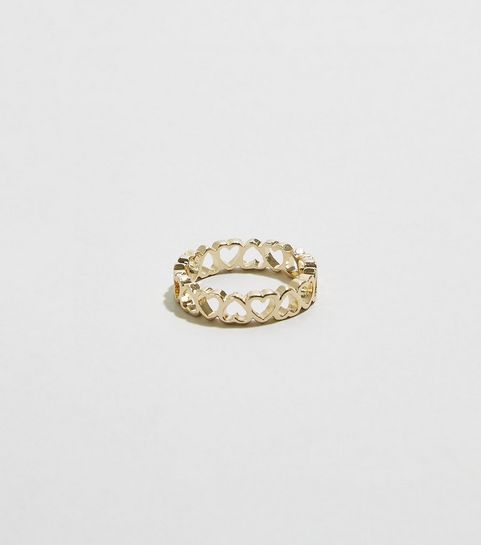 Gold Heart Link Ring 