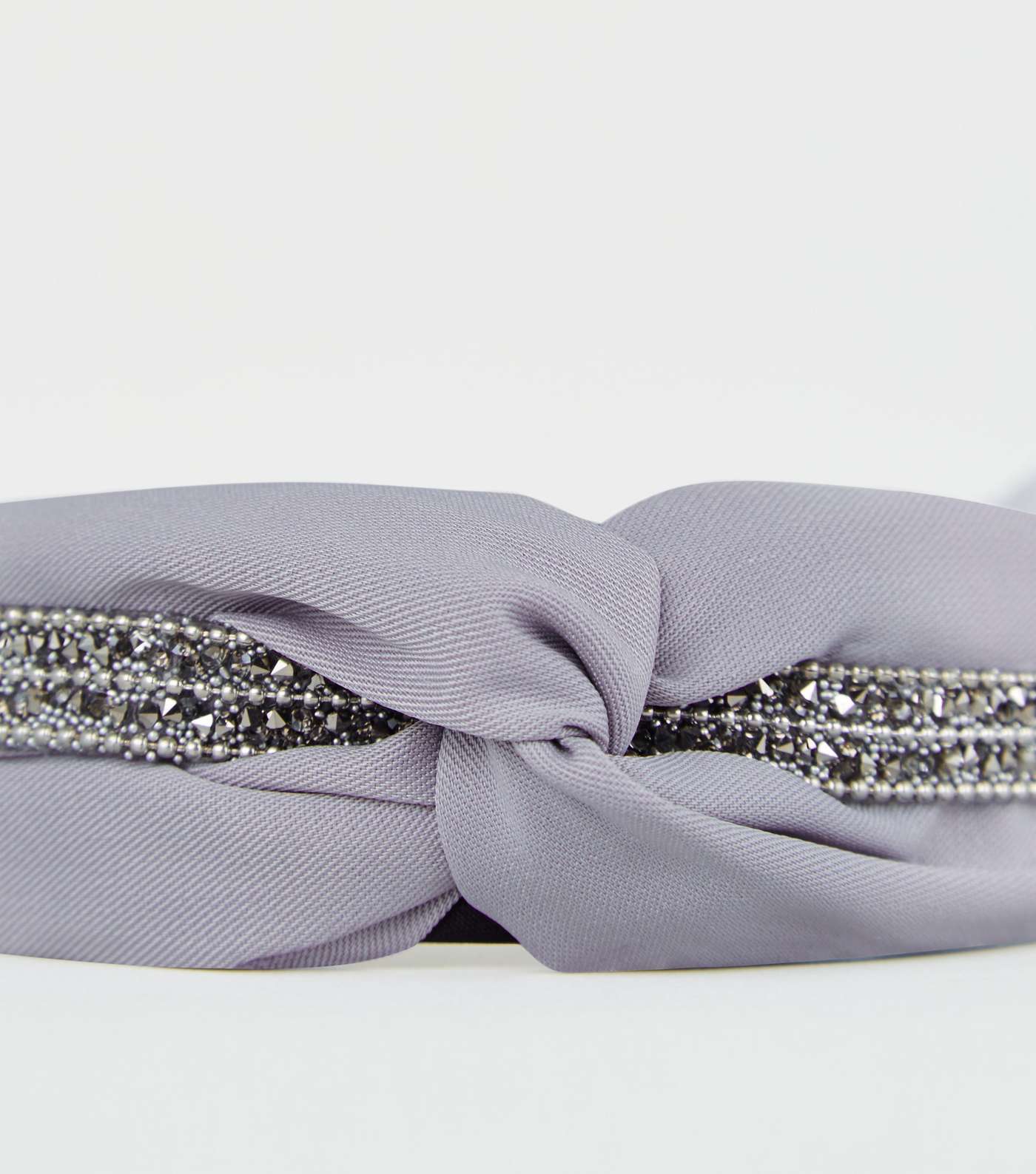 Dark Grey Diamanté Trim Knot Headband Image 3