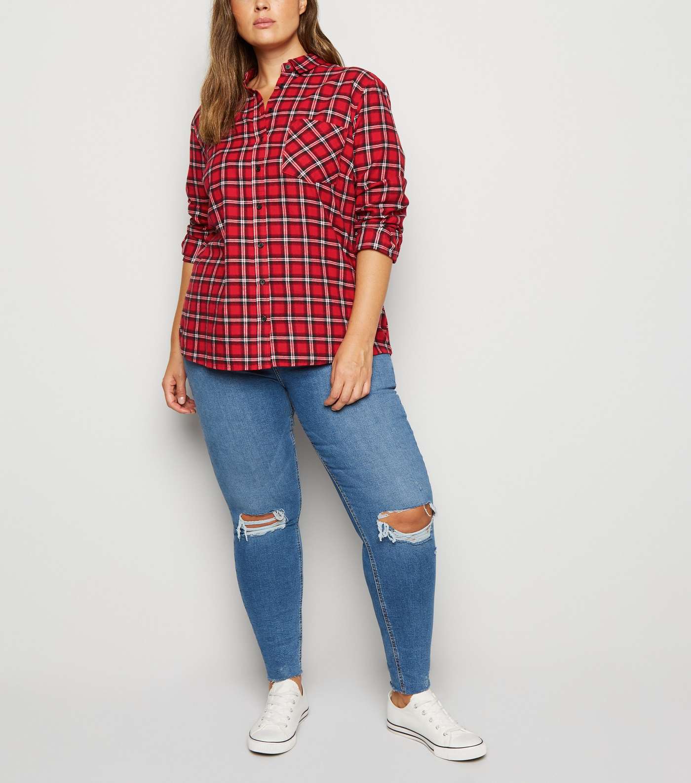 Curves Red Check Long Sleeve Shirt Image 2