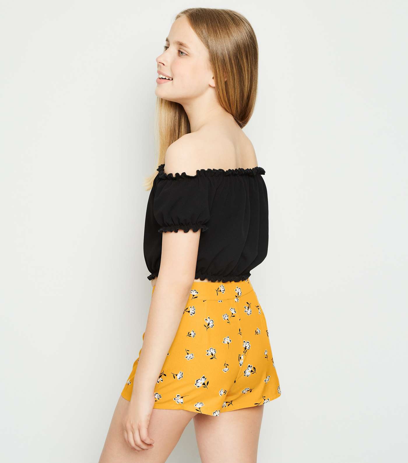 Girls Yellow Floral Shorts  Image 5