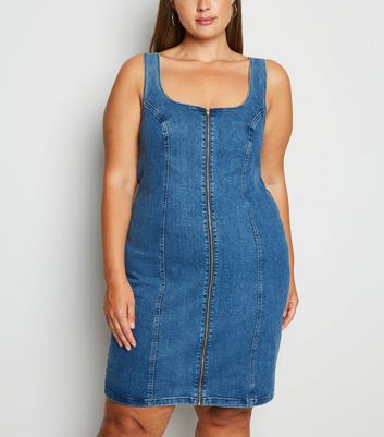 zip front denim dress