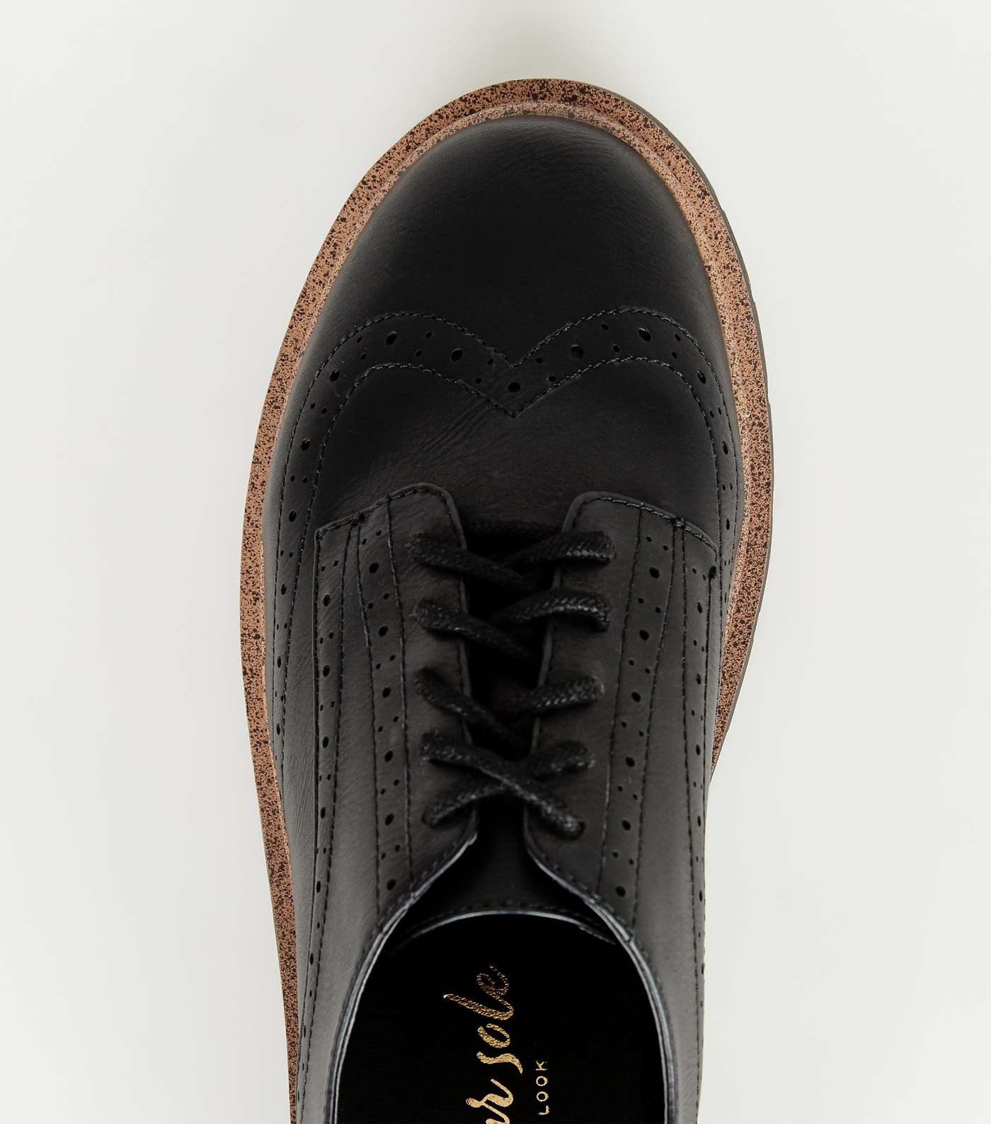 Black Leather-Look Chunky Lace Up Brogues Image 3