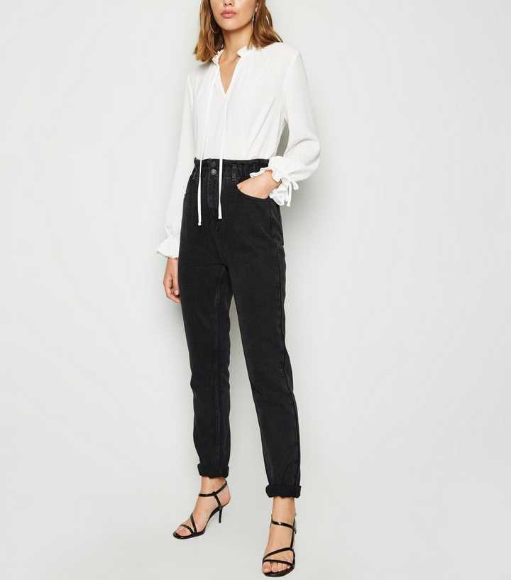 Black Washed High Waist Tori Mom Jeans 
