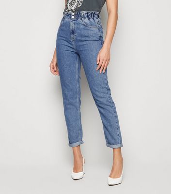 Blue Mid Wash High Waist Tori Mom Jeans New Look