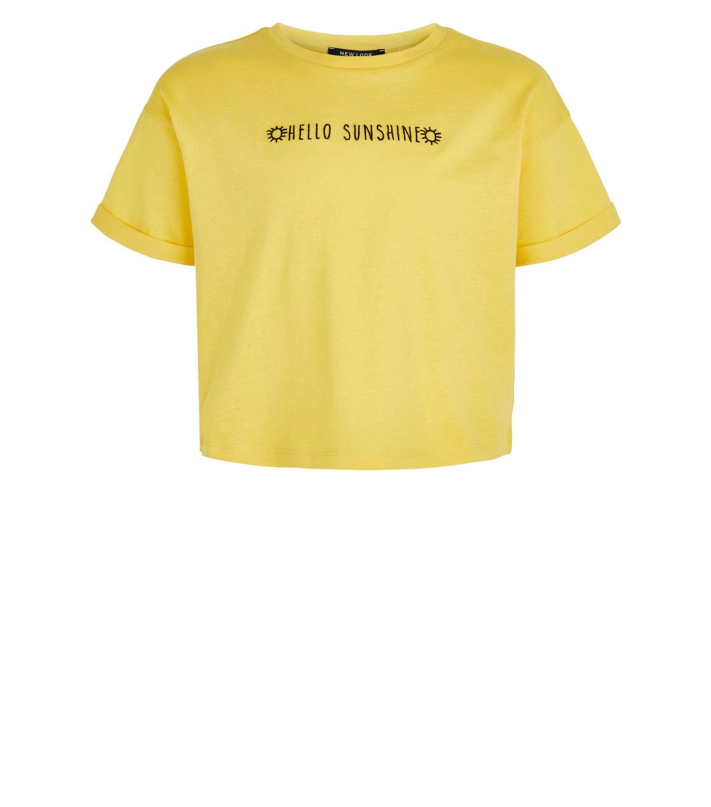 Girls Yellow Hello Sunshine Slogan T-Shirt Image 4