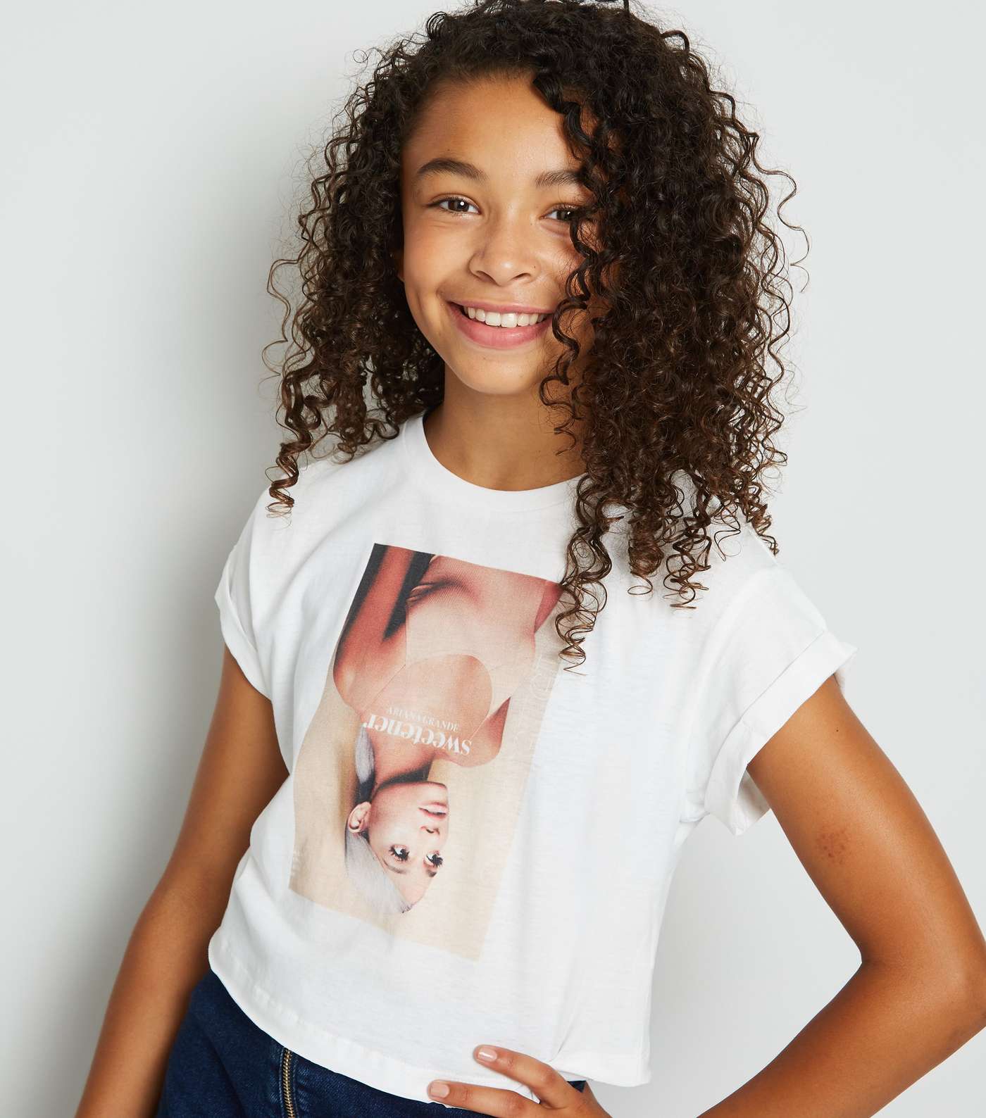 Girls White Sweetener Ariana Grande T-Shirt Image 3