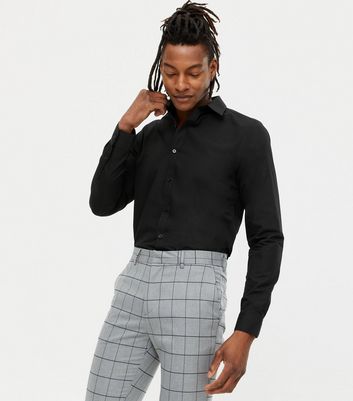 Image of Black Long Sleeve Button Up Poplin Shirt New Look