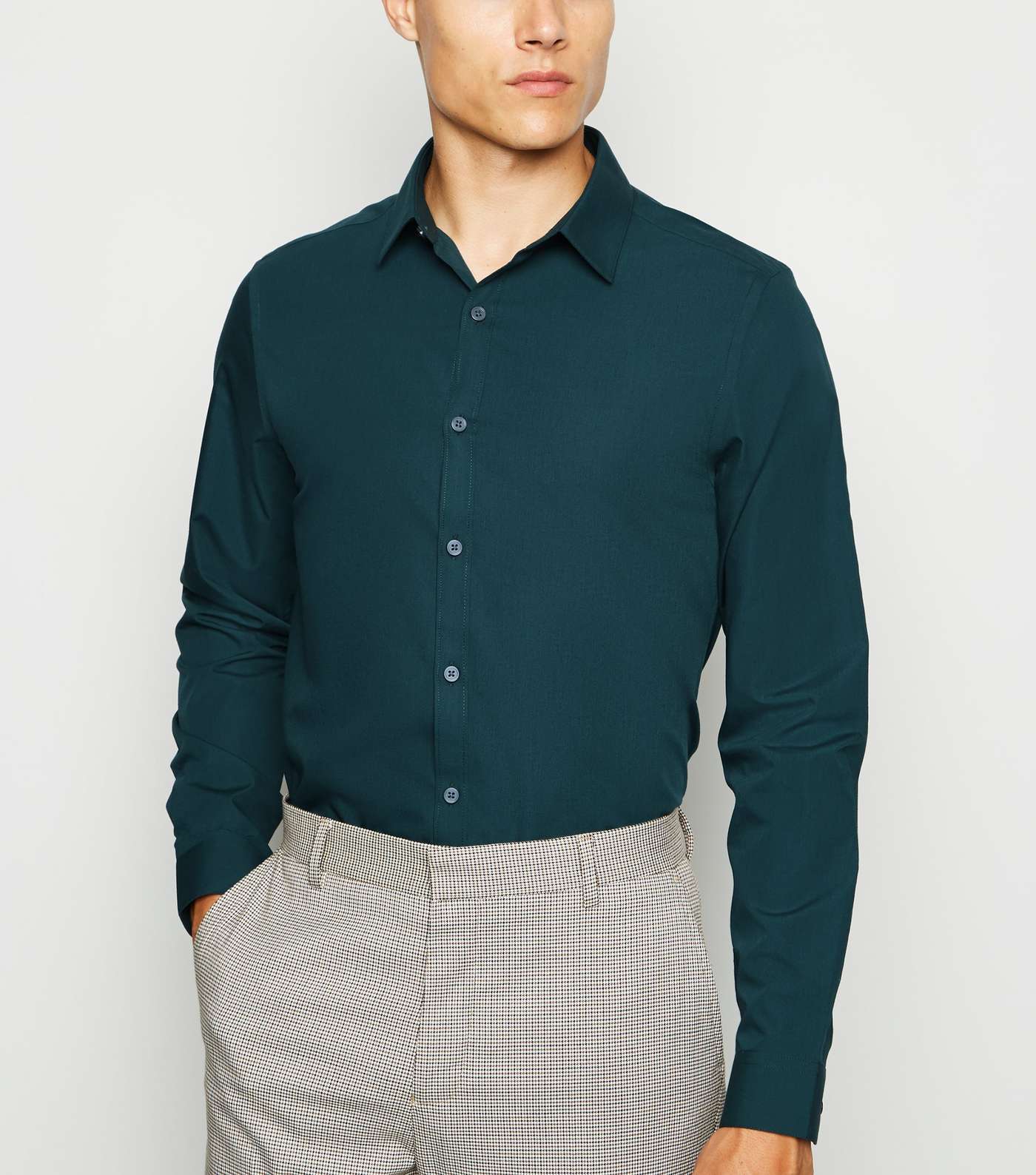 Dark Green Long Sleeve Button Up Poplin Shirt
