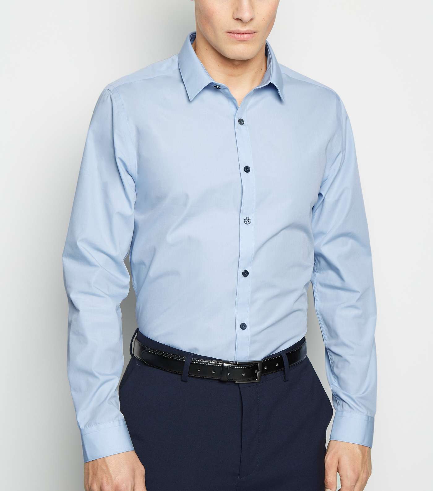 Pale Blue Long Sleeve Button Up Poplin Shirt 