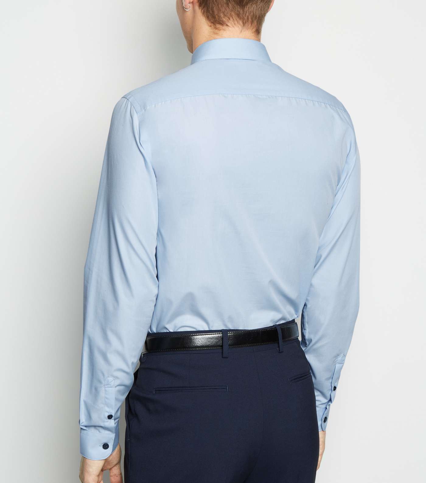 Pale Blue Long Sleeve Button Up Poplin Shirt  Image 3