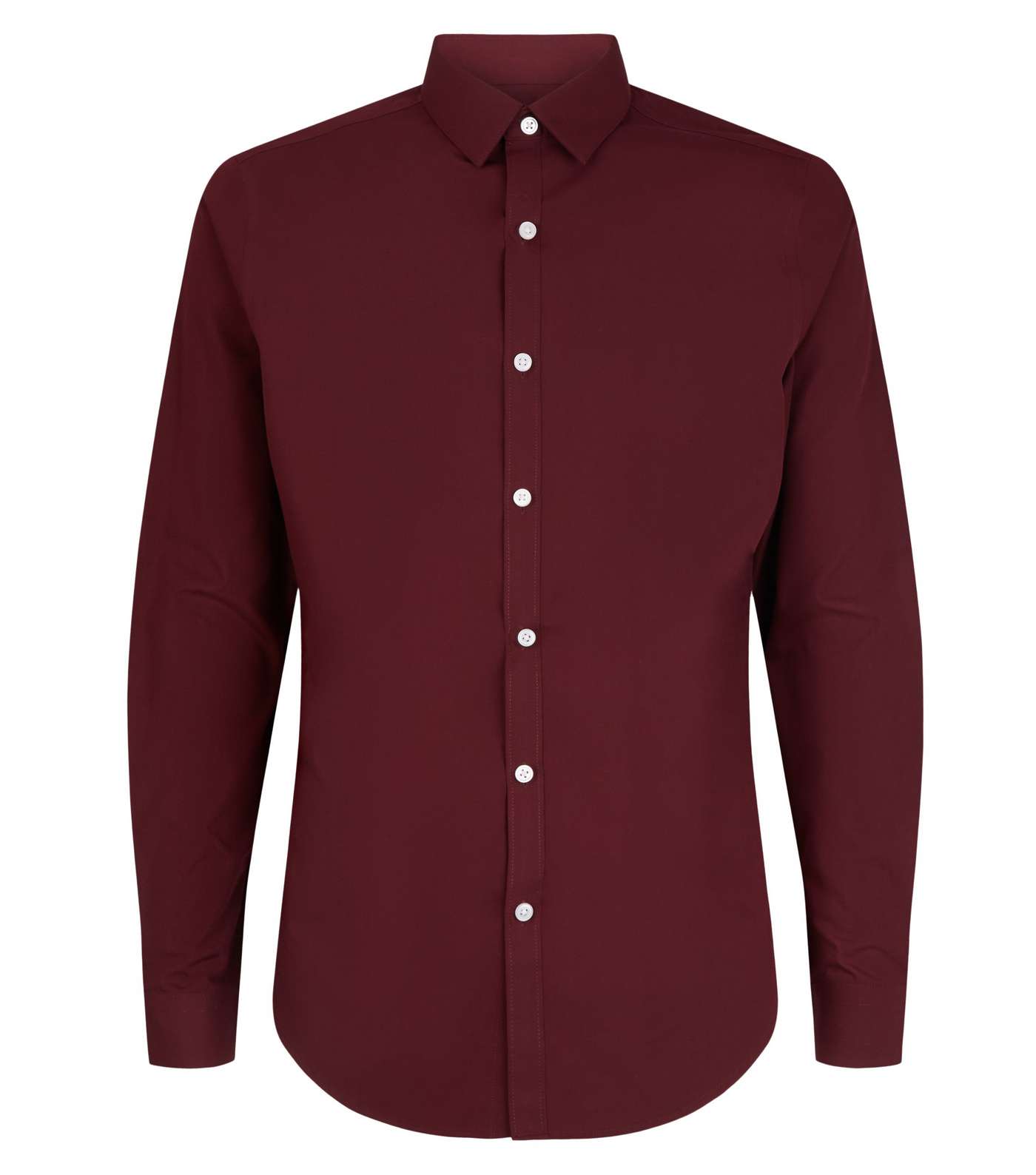 Burgundy Long Sleeve Button Up Poplin Shirt Image 4