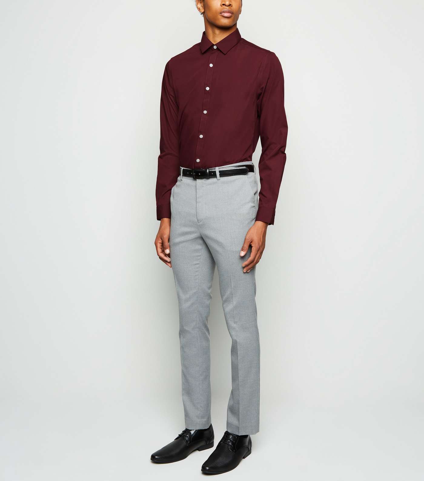 Burgundy Long Sleeve Button Up Poplin Shirt Image 2