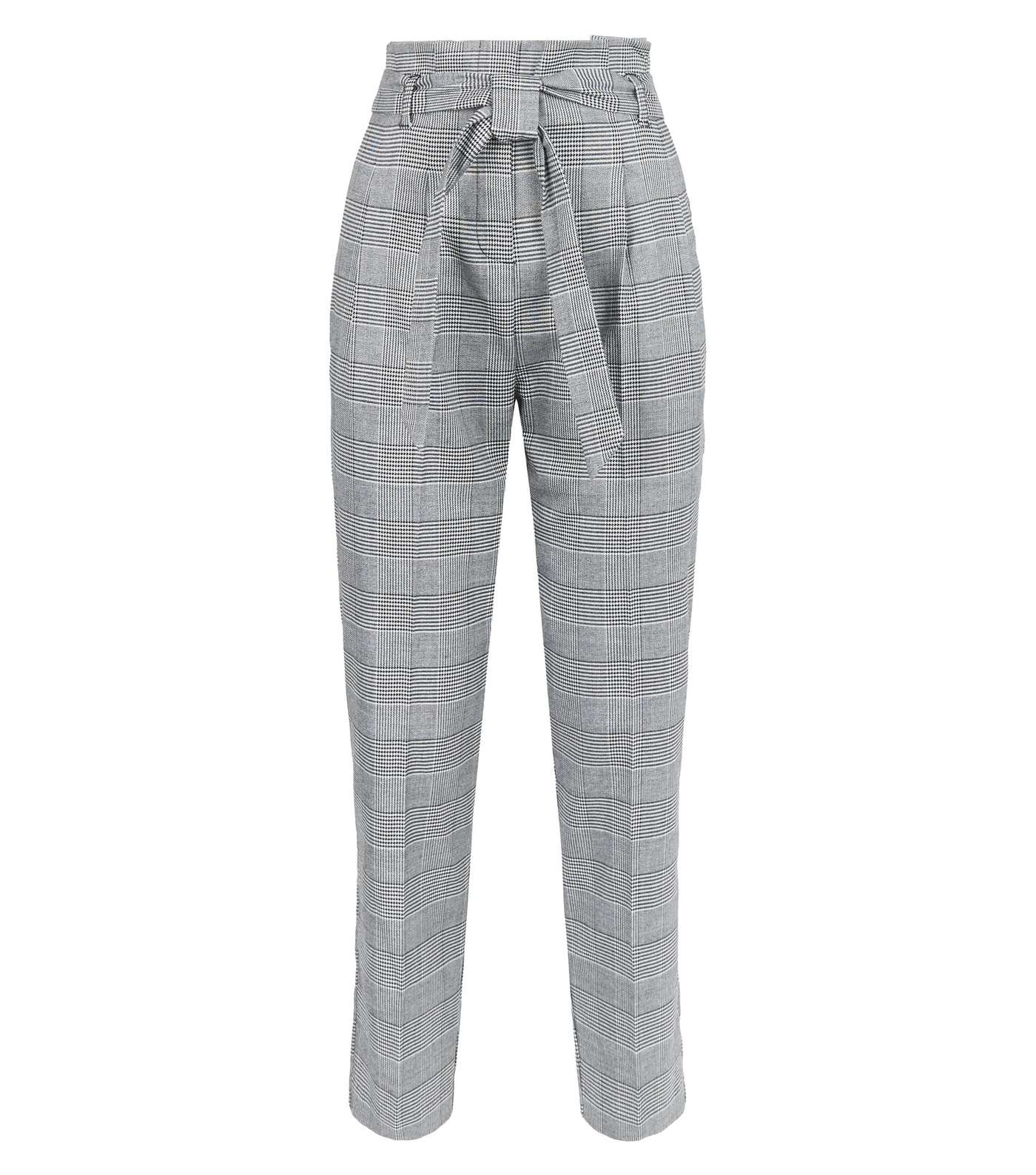 Black Prince of Wales Check Belted Trousers Image 4