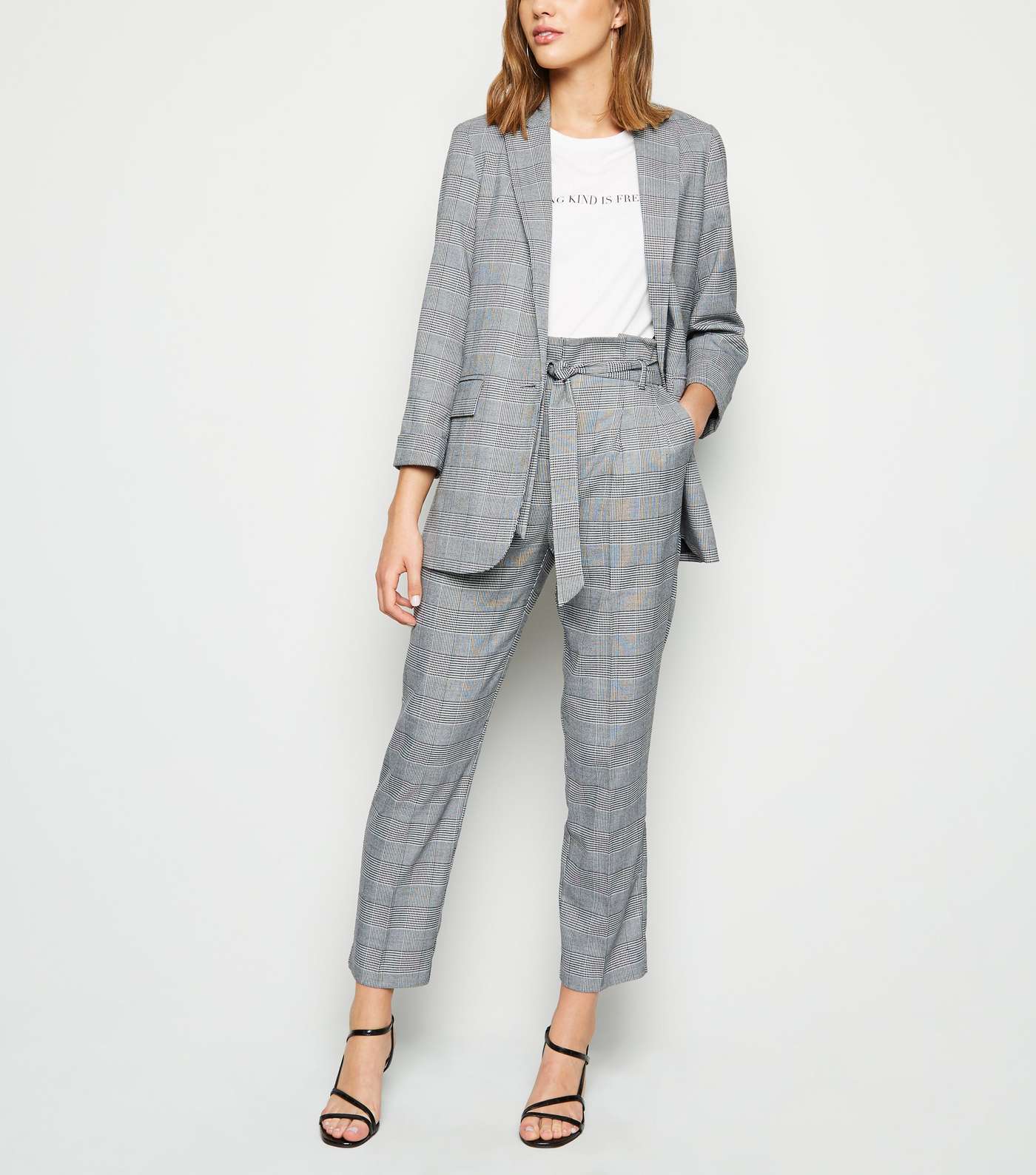 Black Prince of Wales Check Belted Trousers Image 6
