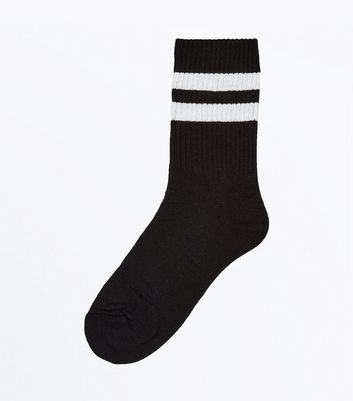 Image of Black Stripe Pattern Socks New Look