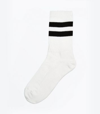 Image of White Stripe Pattern Socks New Look