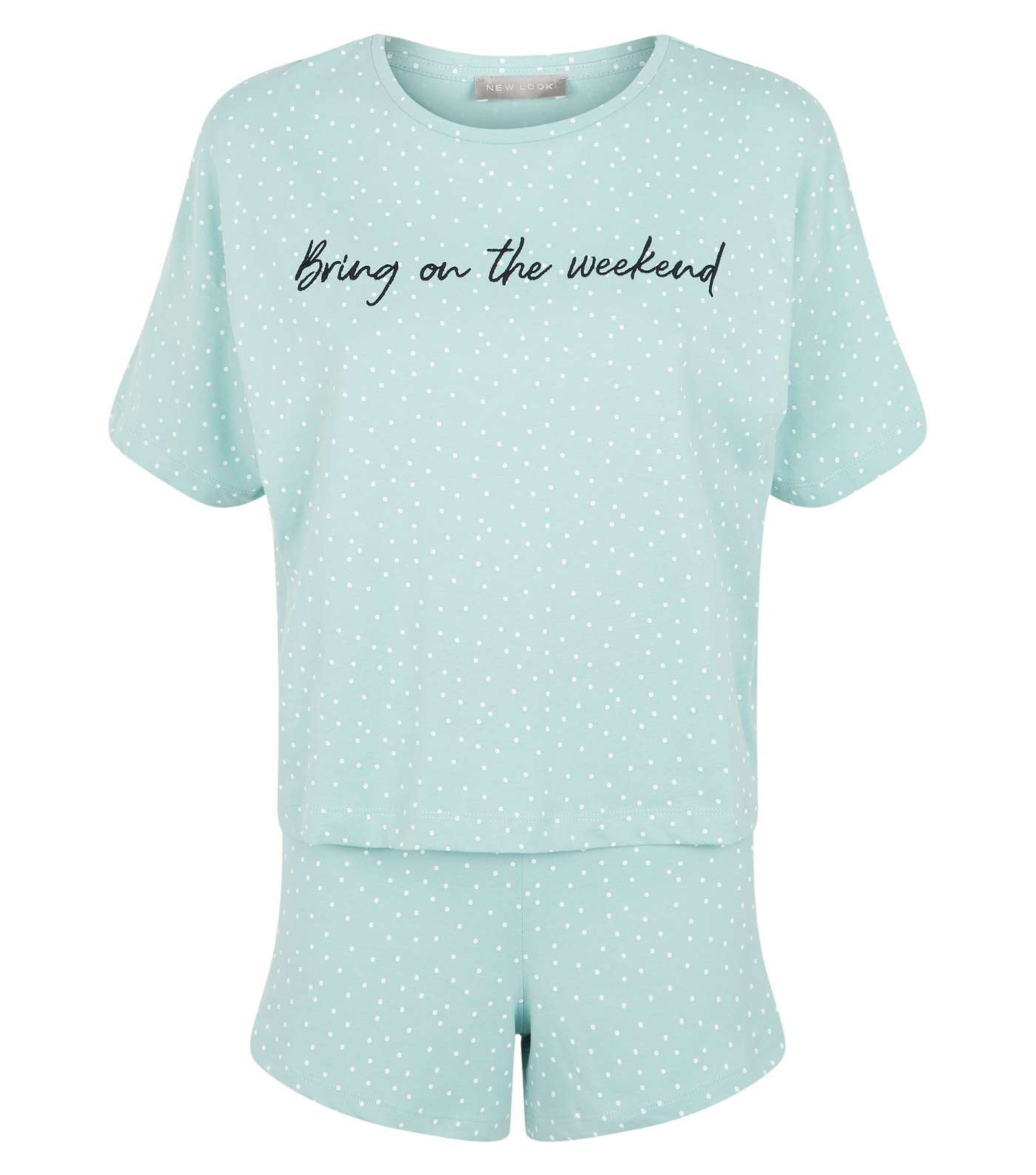 Green Spot Weekend Slogan Pyjama Set Image 4