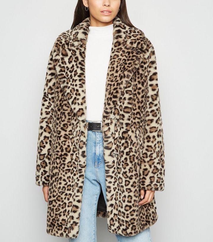 Leopard Print Faux Fur Coat - Tradingbasis