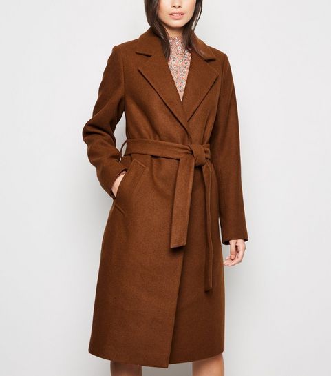 Rust Longline Belted Coat