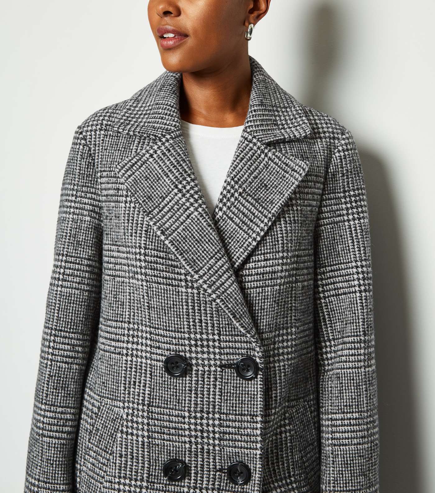 Black Dogtooth Double Breasted Coat Image 2
