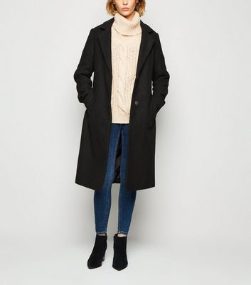 New look long store black coat