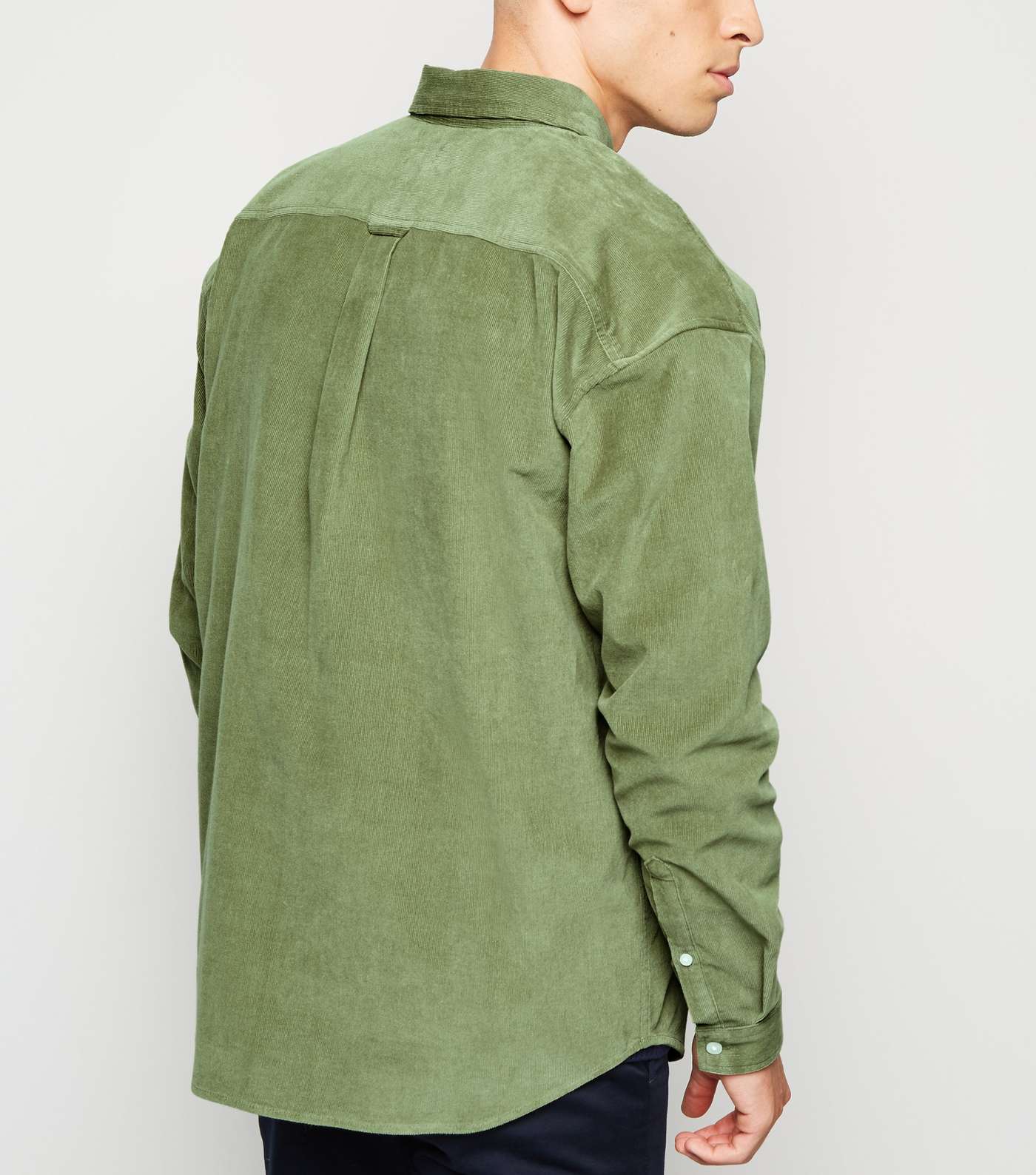 Olive Cord Moth Embroidered Oversized Shirt  Image 3