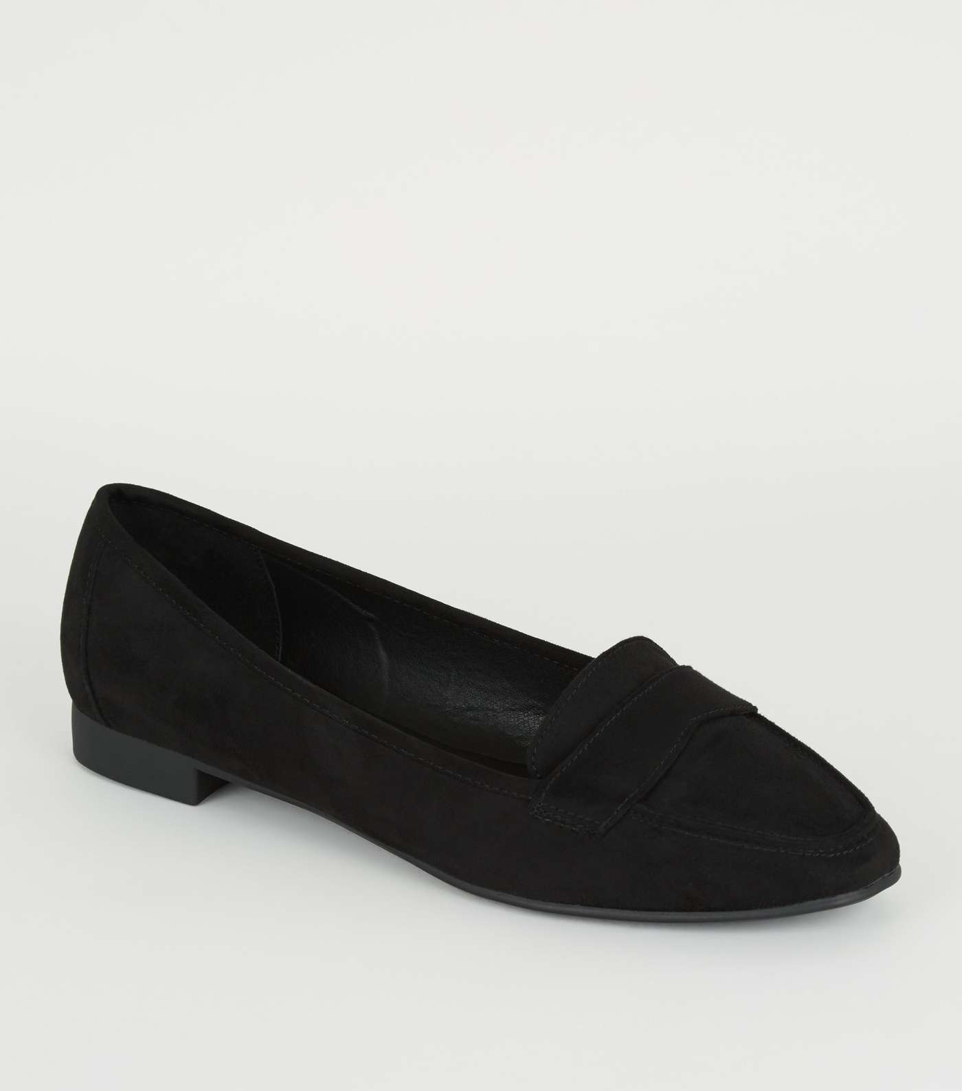 Wide Fit Black Suedette Loafers
