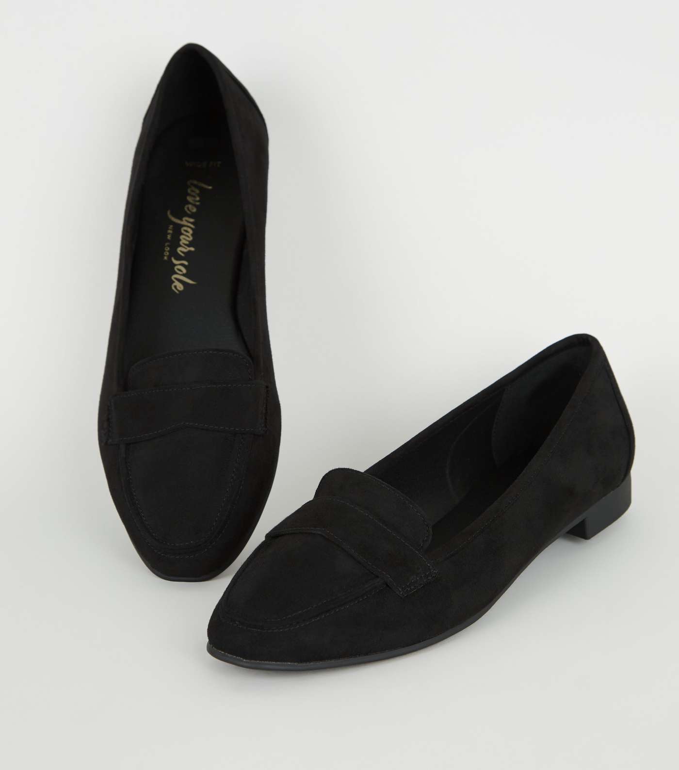 Wide Fit Black Suedette Loafers Image 3