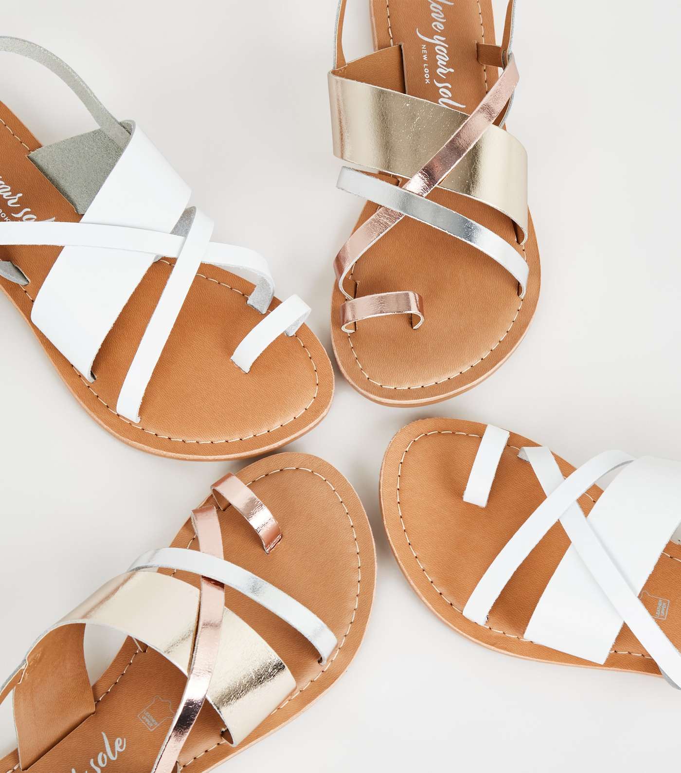 Wide Fit White Leather Strappy Sandals Image 4