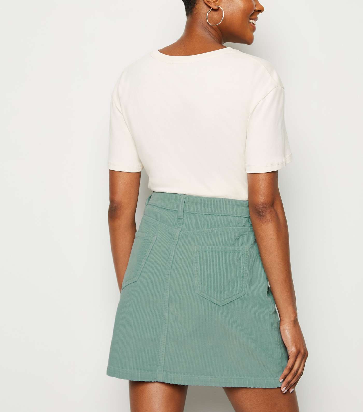 Light Green Pocket Corduroy Mini Skirt Image 3