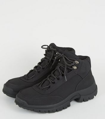 black chunky hiking boots