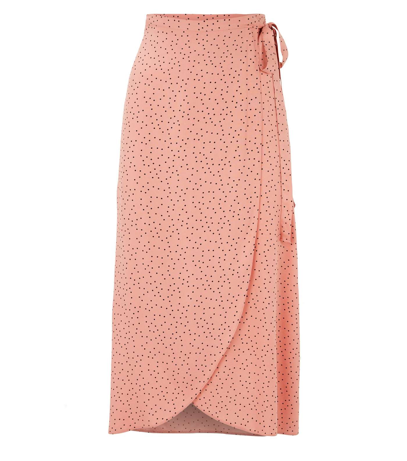 Pink Spot Wrap Midi Skirt Image 4