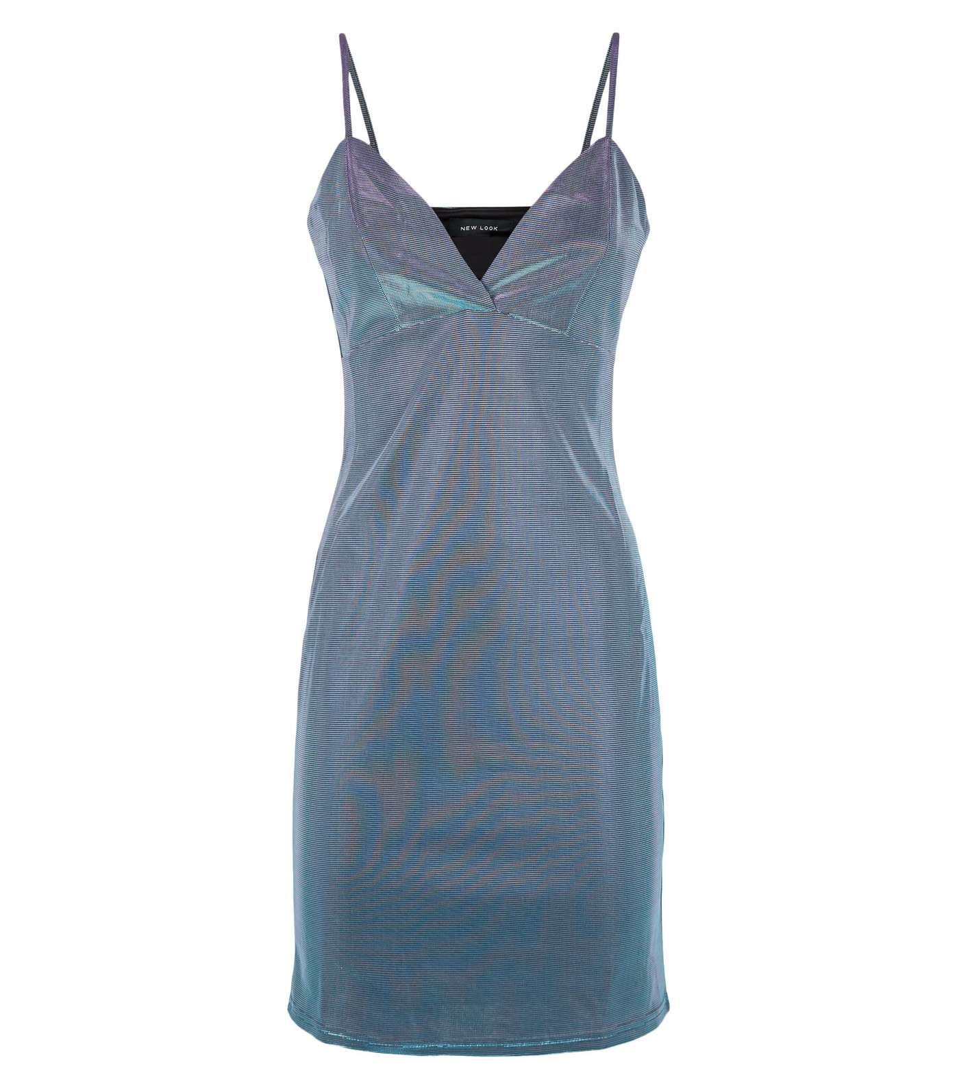 Pale Blue Metallic Plunge Neck Strappy Dress Image 4