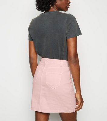 new look pink denim skirt