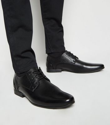 Black Embossed Formal Shoes | New Look