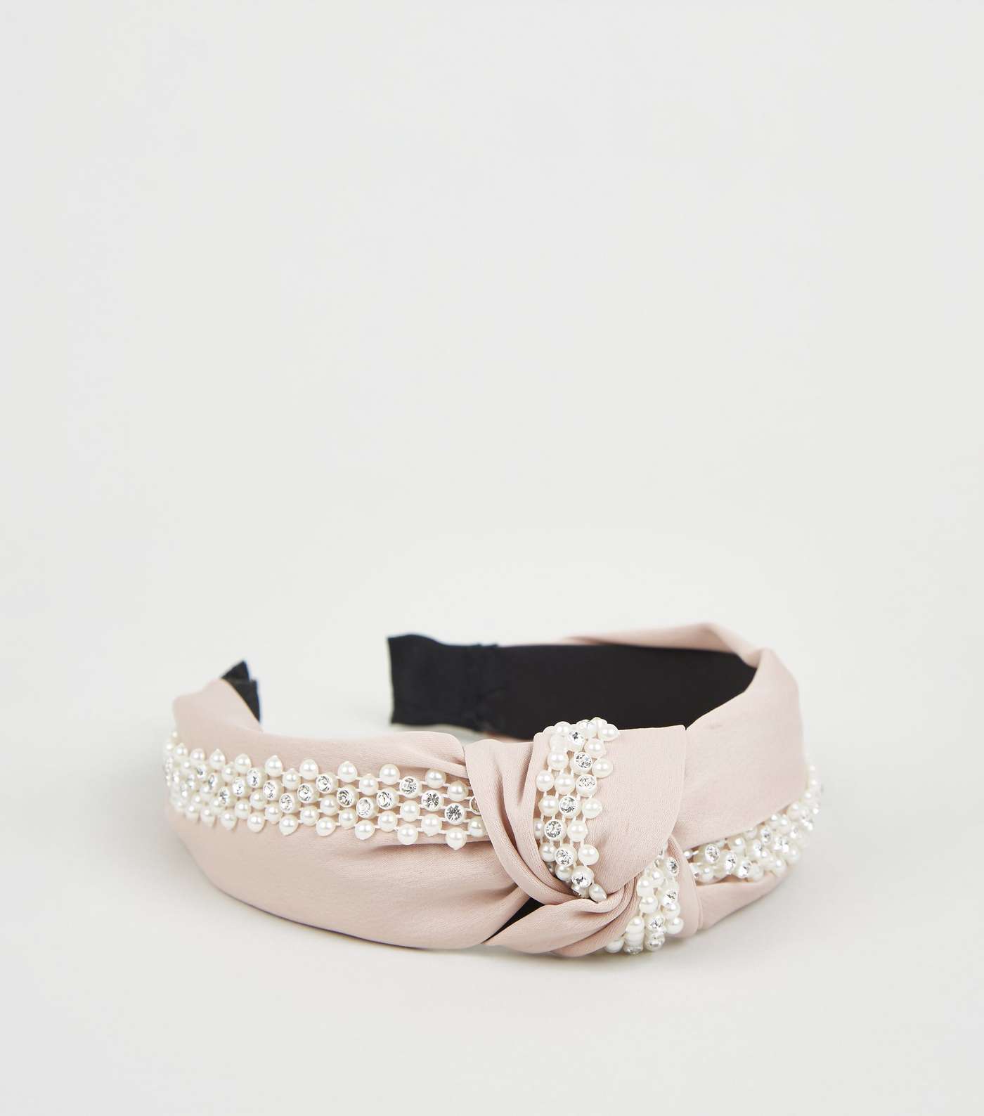 Pale Pink Faux Pearl Embellished Knot Headband