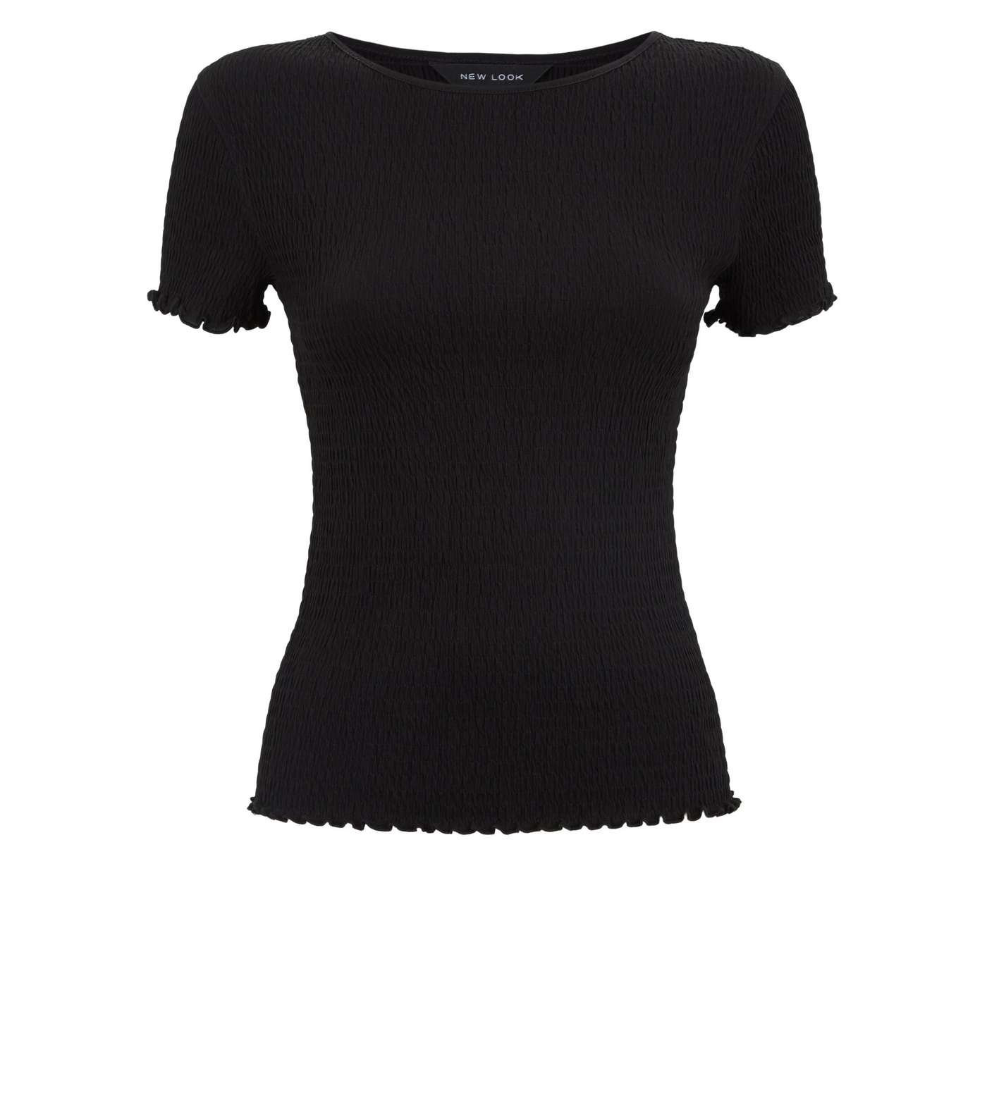 Black Shirred Frill T-Shirt  Image 4