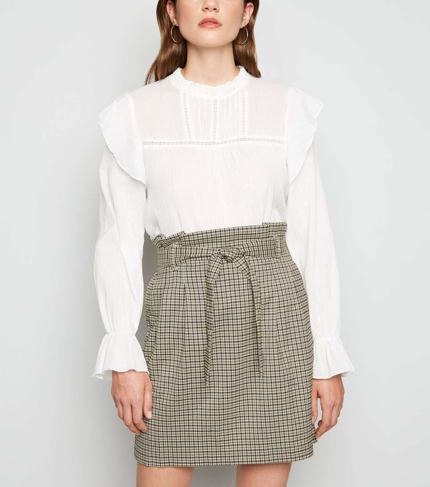 Black Check High Waist Mini Skirt 