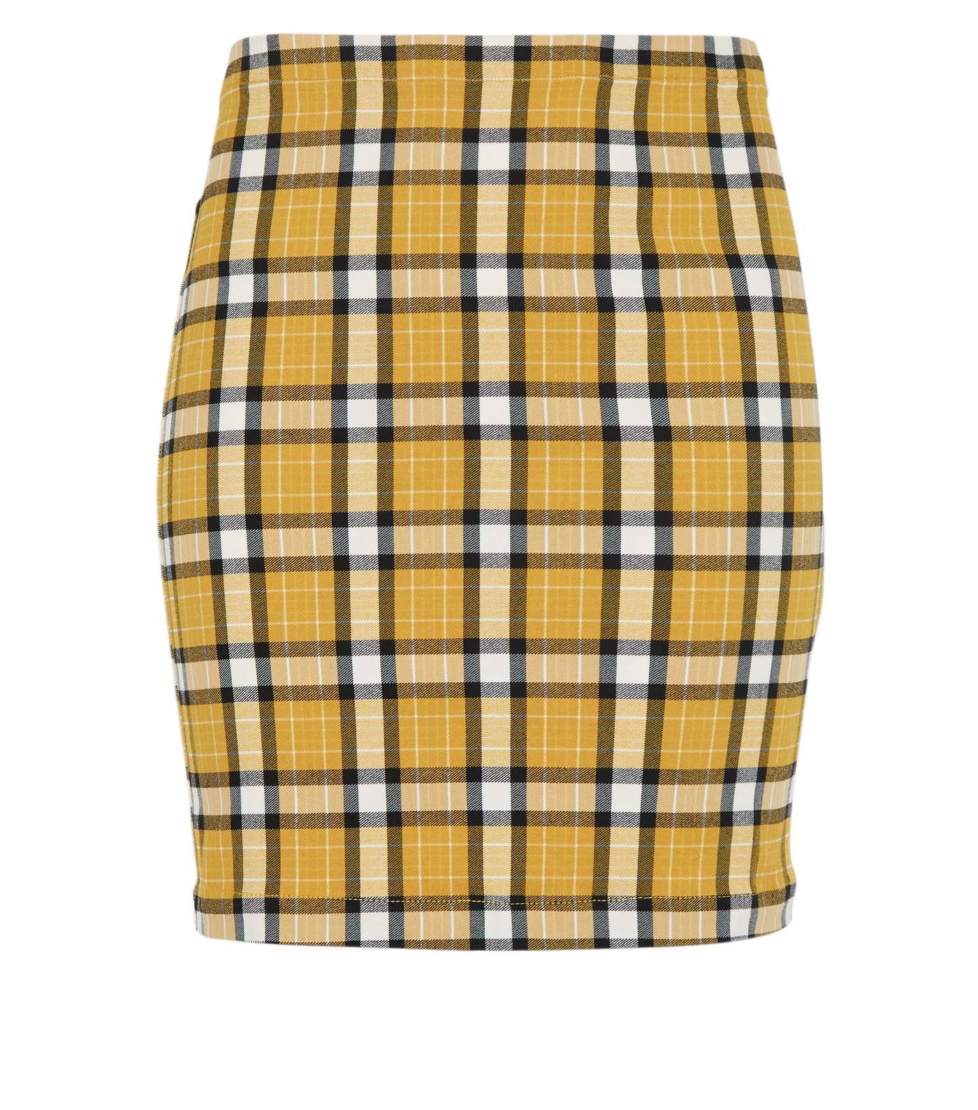 Girls Mustard Check Tube Skirt  Image 4